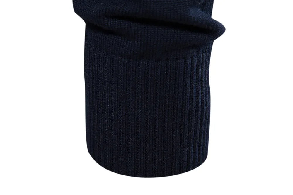 Half zip color block stickad sweater med ståkrage