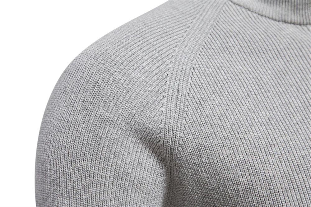 Half zip mock neck sweater