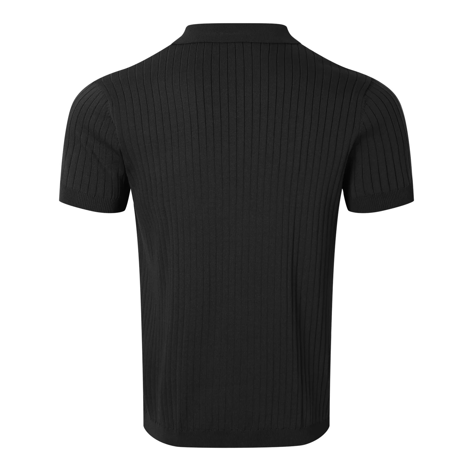 Slim fit ribbad polo shirt kortärmad
