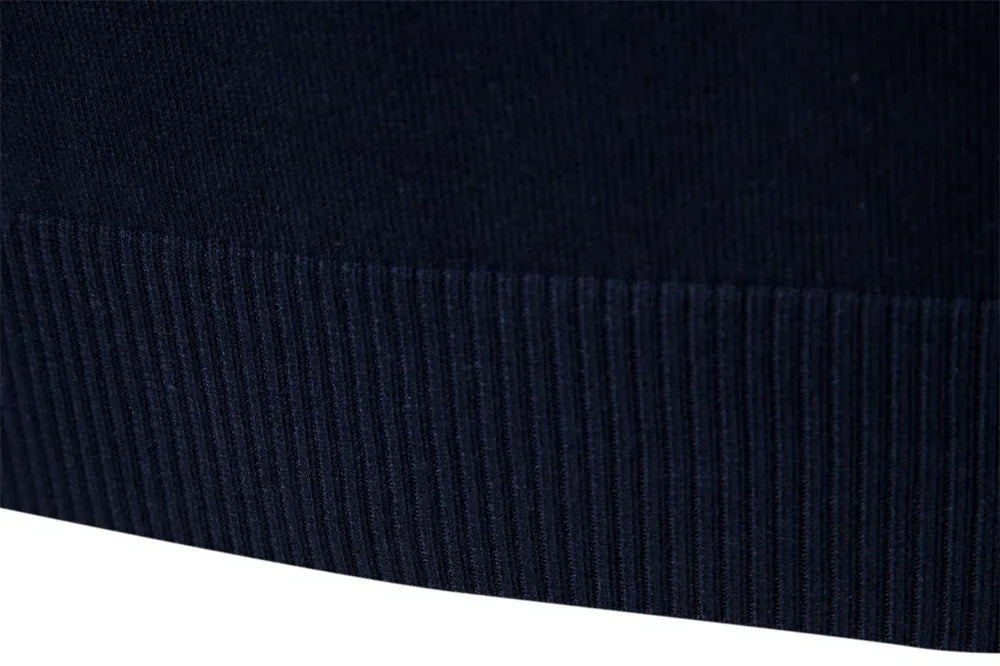 Half zip color block stickad sweater med ståkrage