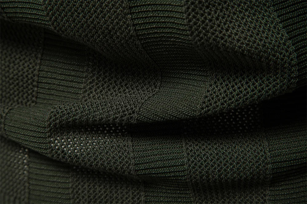 Enfärgad stickad mesh polo shirt