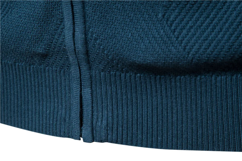Full zip sweater med ribbad ståkrage
