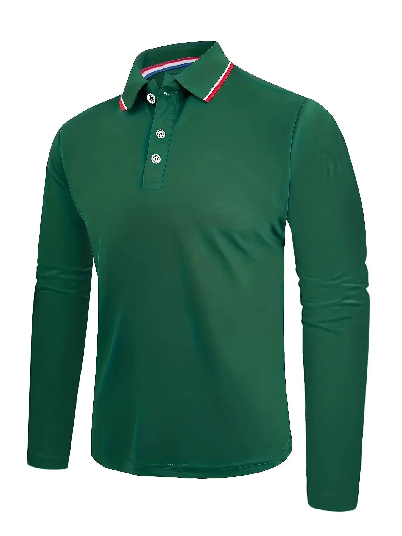 Långärmad polo shirt med kontrastkantad krage