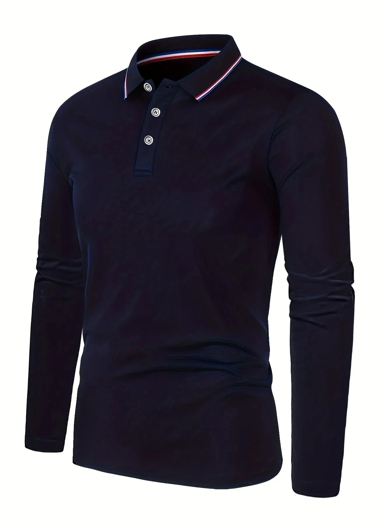 Långärmad polo shirt med kontrastkantad krage