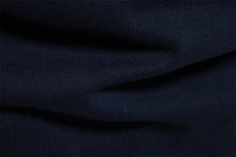 Half zip color block stickad sweater med ståkrage