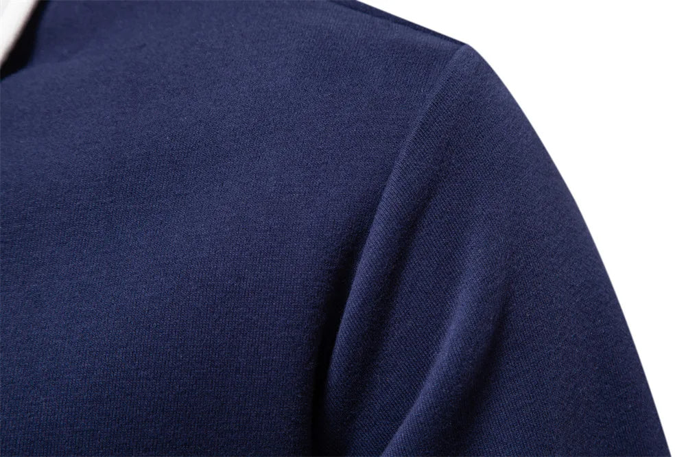 Bomullsblandad pullover sweatshirt med polokrage