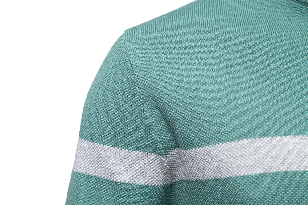 Half zip color block stickad sweater med ståkrage