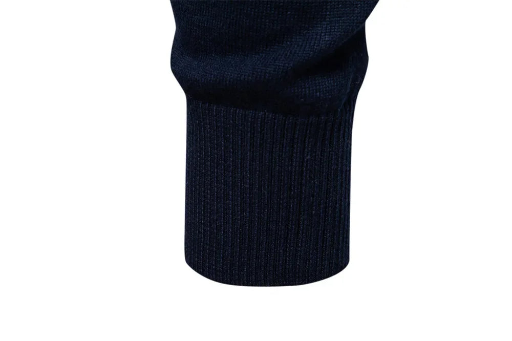 Half zip randig stickad sweater med ståkrage