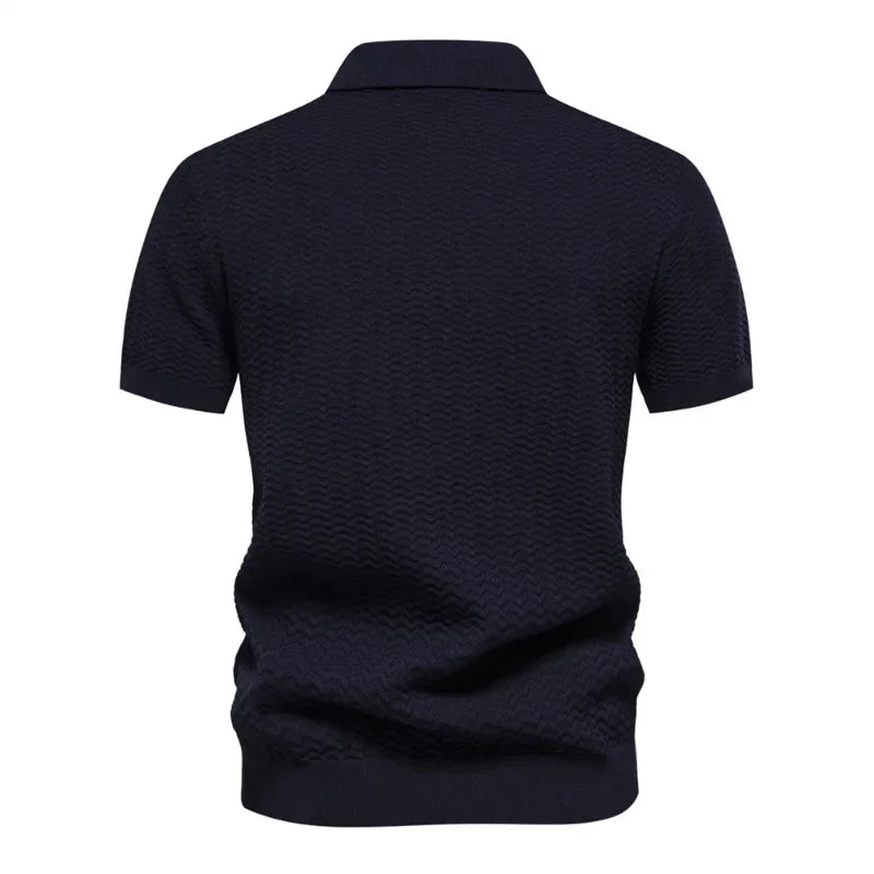 Randig half zip polo shirt kortärmad