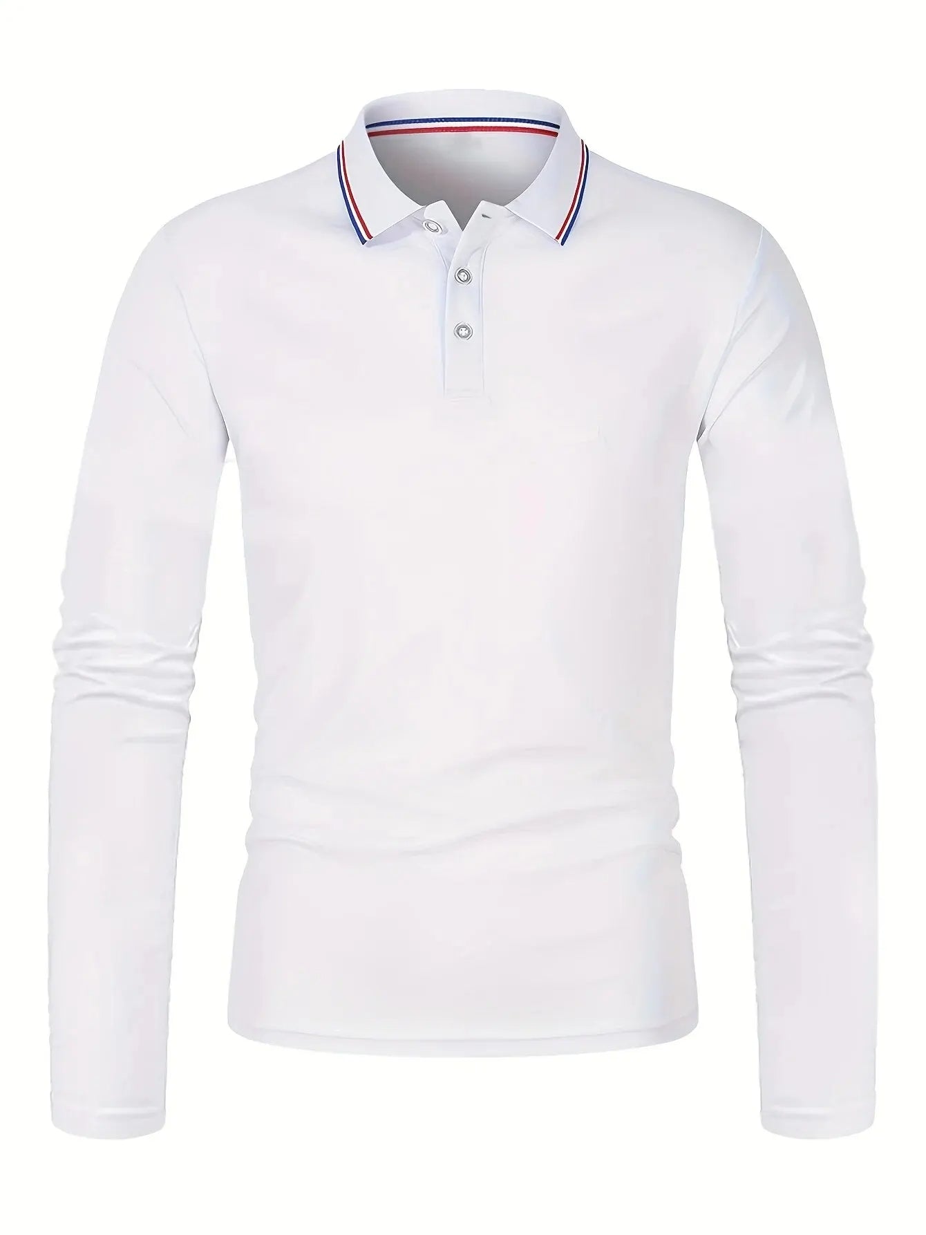 Långärmad polo shirt med kontrastkantad krage