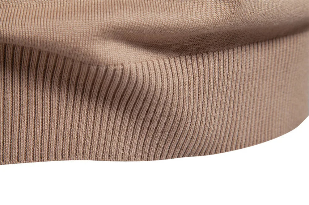Half zip randig stickad sweater med ståkrage