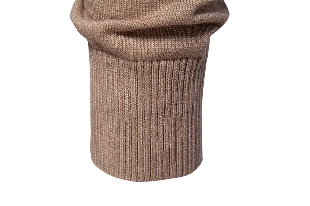 Half zip randig stickad sweater med ståkrage