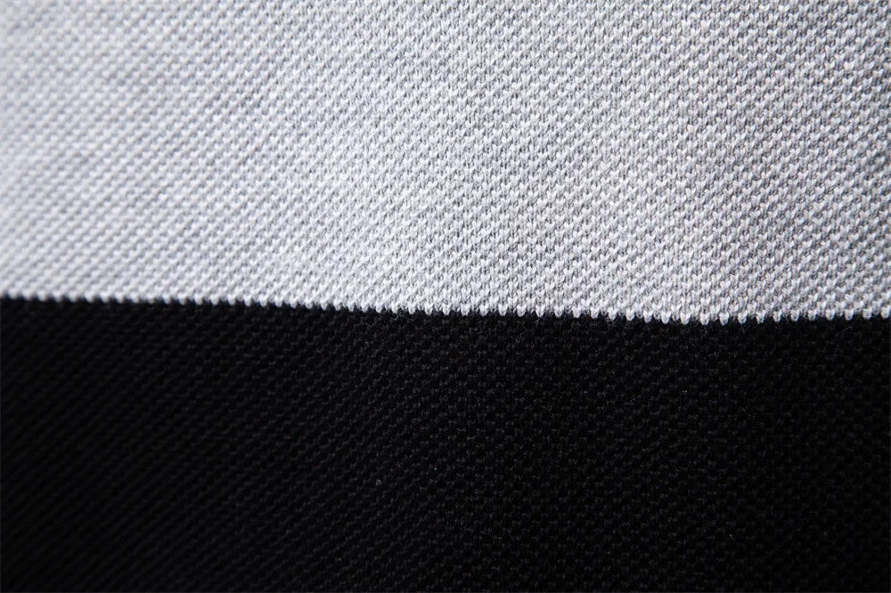 Half zip color block stickad sweater med ståkrage