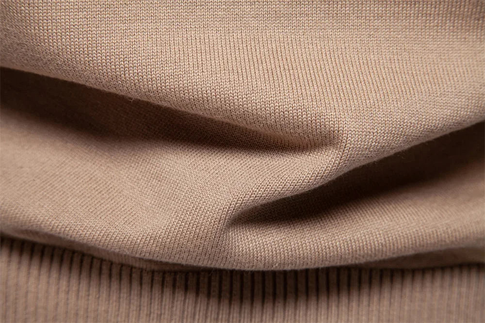 Half zip randig stickad sweater med ståkrage