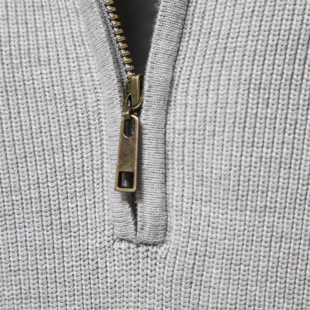 Half zip mock neck sweater