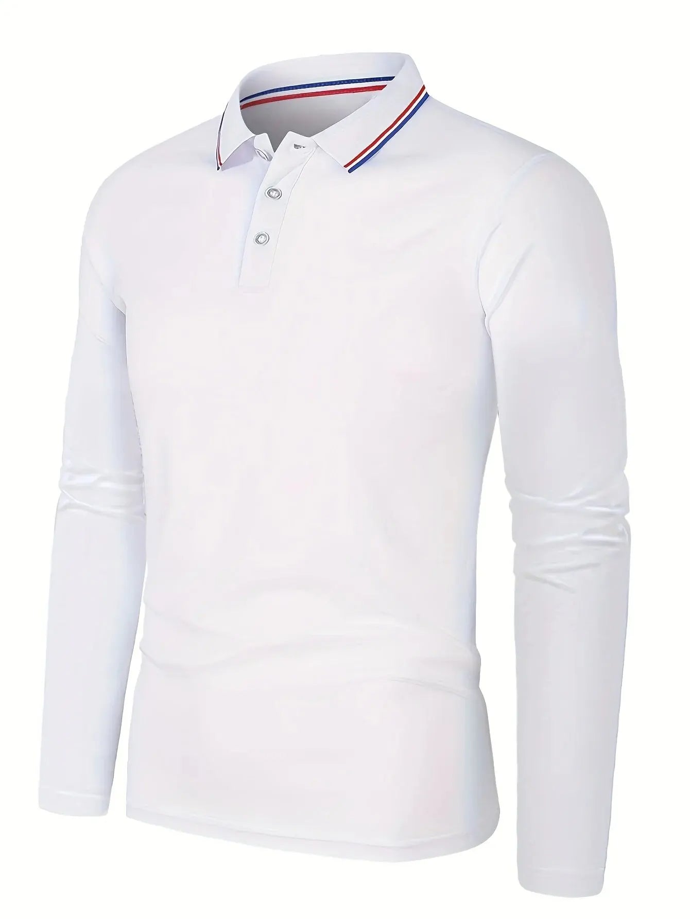 Långärmad polo shirt med kontrastkantad krage