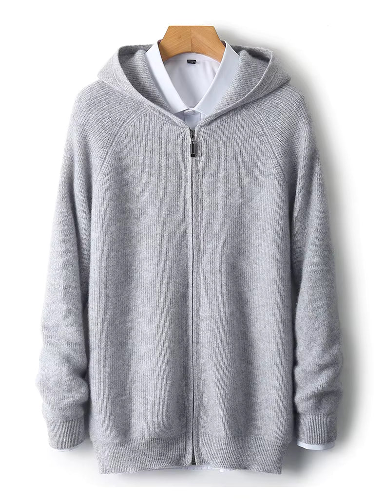 Merino zip med huva och dragkedja