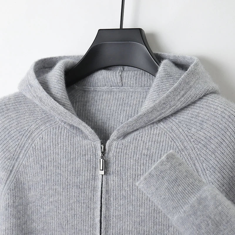 Merino zip med huva och dragkedja