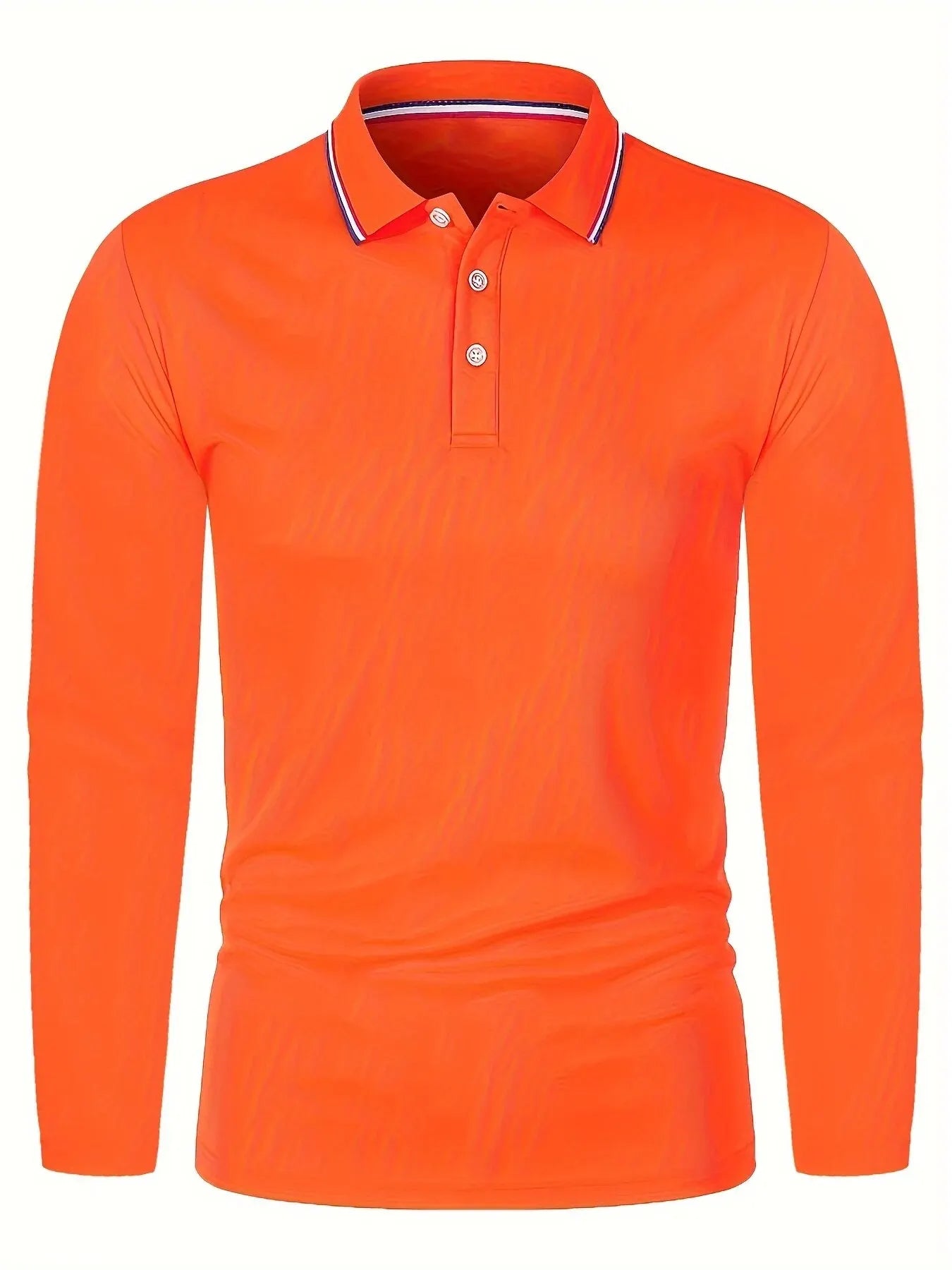 Långärmad polo shirt med kontrastkantad krage
