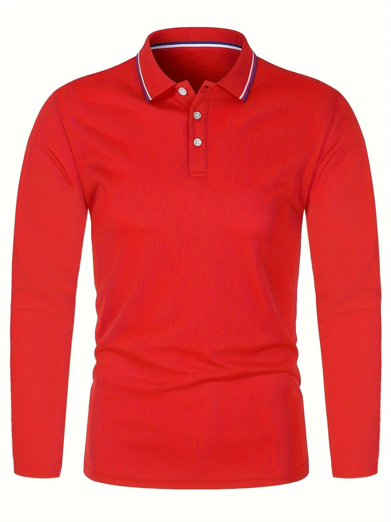 Långärmad polo shirt med kontrastkantad krage